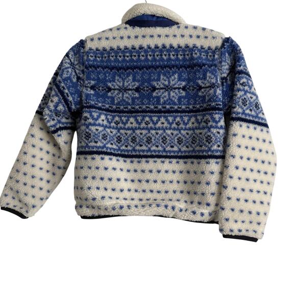 Polo Ralph Lauren Girls Fair Isle Blue White Fleece Jacket- Size 8-10 - Picture 2 of 11